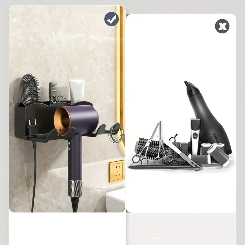 Wall-Mounted Hair Dryer Rack with Easy Installation