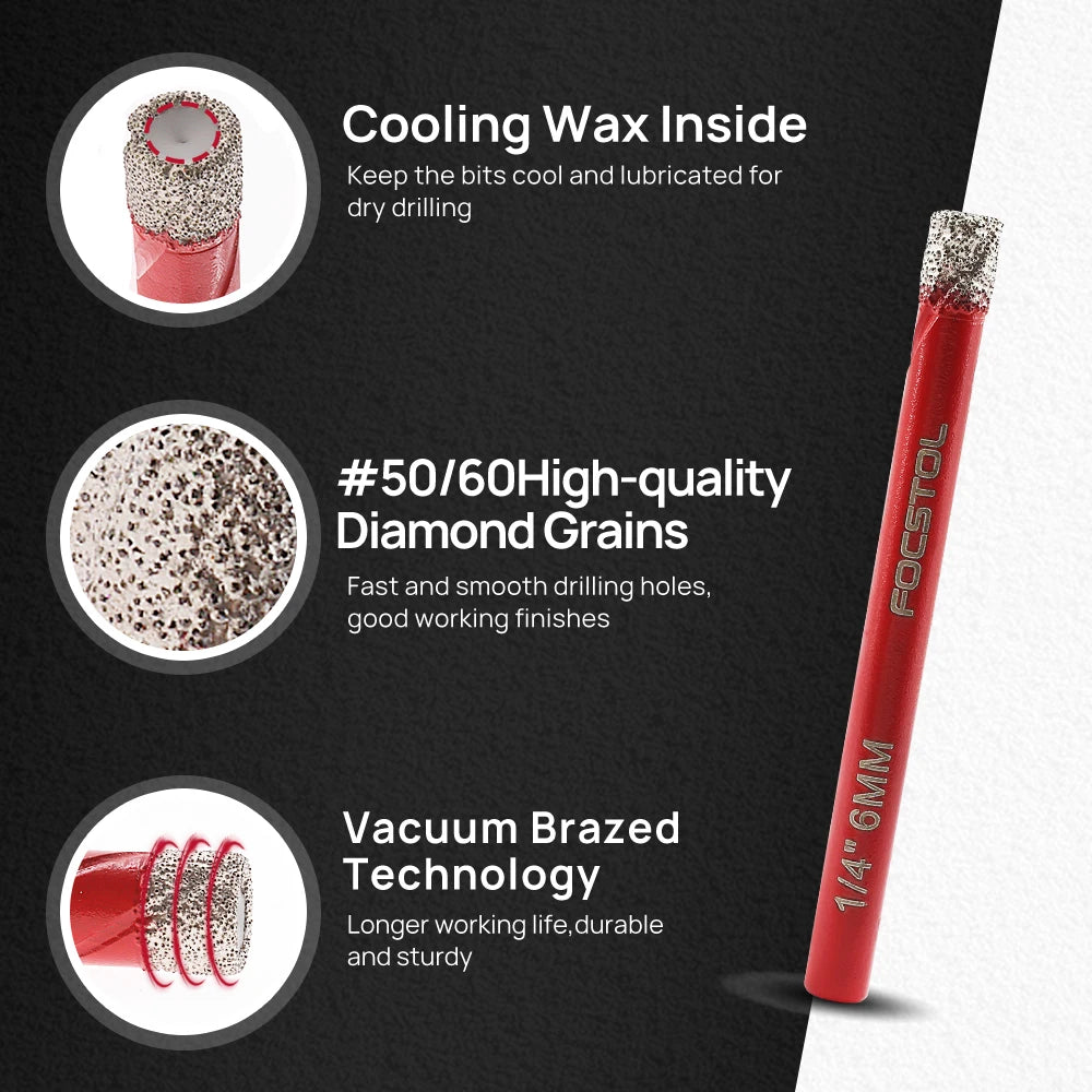 FOCSTOL Diamond Hole Saw Set – 9-Piece for Tile, Granite & Marble