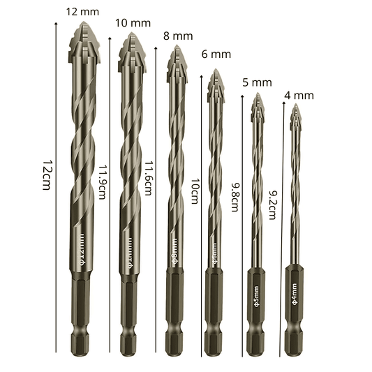 6-Piece Eccentric Drill Bit Set with Hex Shank