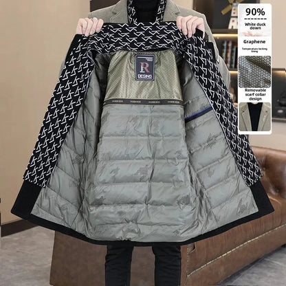 Men’s Thick Wool Overcoat – Stylish Lapel Winter Jacket