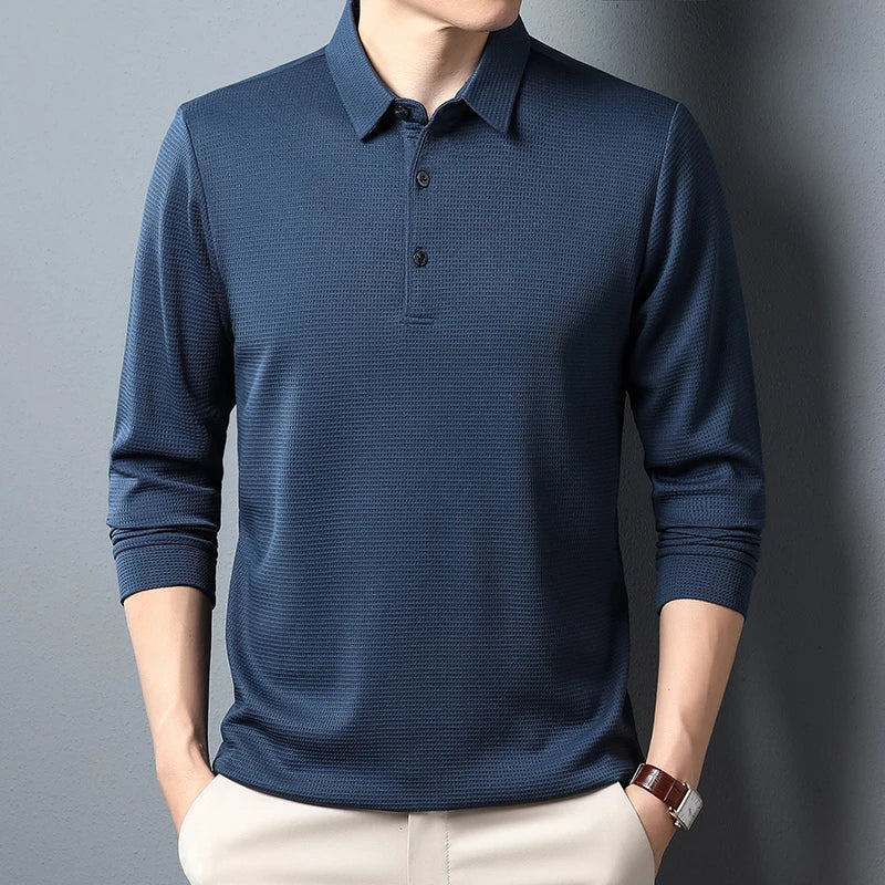 Men’s Long Sleeve Business-Casual Polo – Lightweight Summer Top