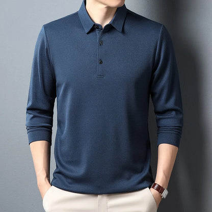 Men’s Long Sleeve Business-Casual Polo – Lightweight Summer Top