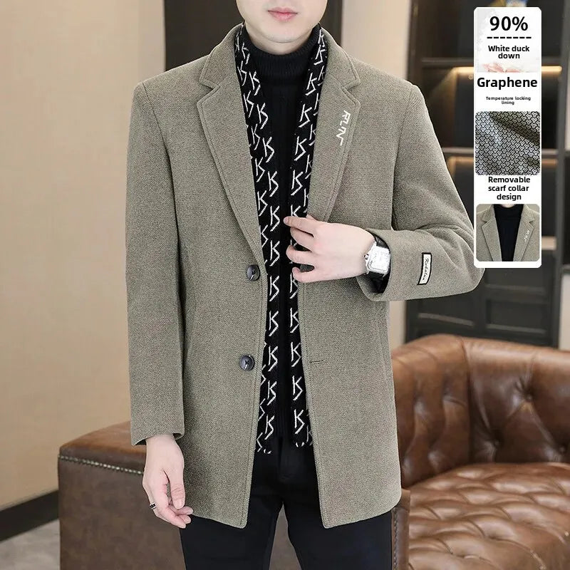 Men’s Thick Wool Overcoat – Stylish Lapel Winter Jacket
