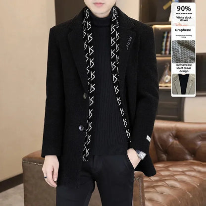 Men’s Thick Wool Overcoat – Stylish Lapel Winter Jacket