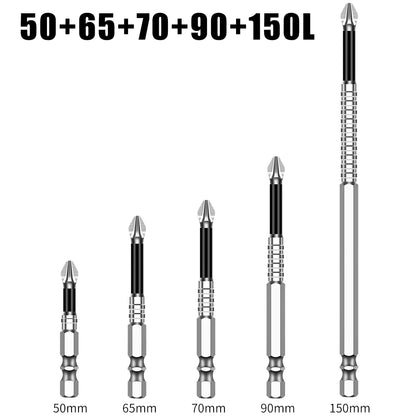 Magnetic Phillips Bits with Anti-Slip Grip – 5-Piece Set, Tungsten Steel