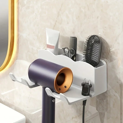 Wall-Mounted Hair Dryer Rack with Easy Installation