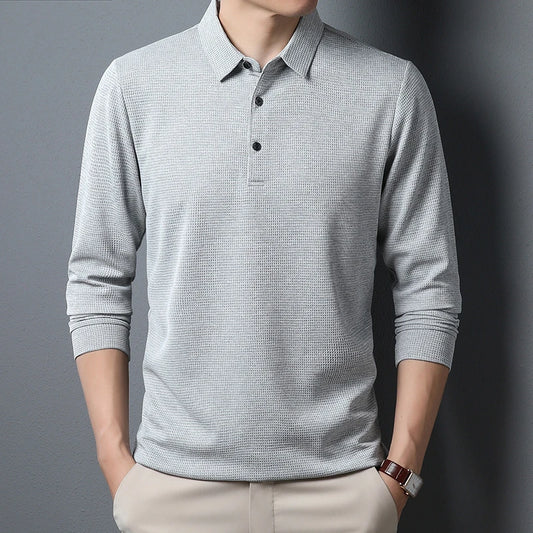 Men’s Long Sleeve Business-Casual Polo – Lightweight Summer Top