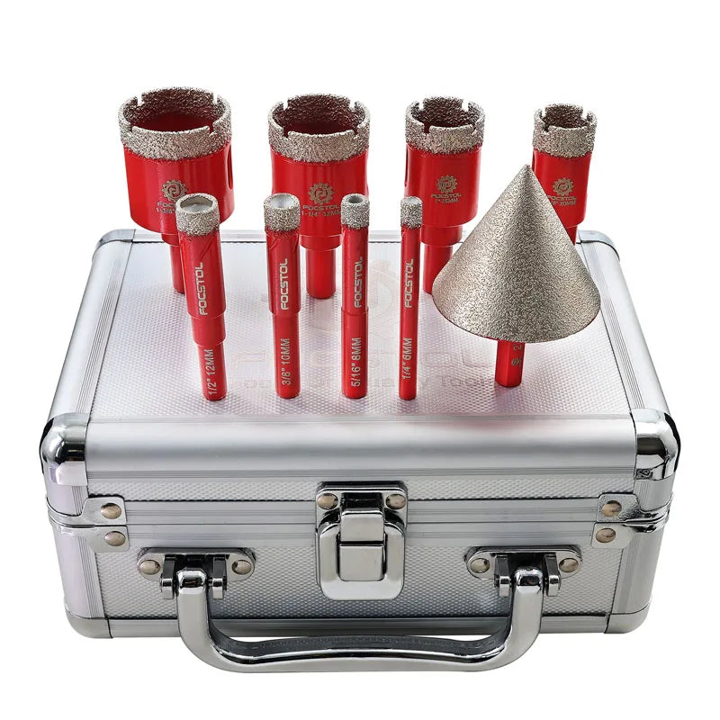 FOCSTOL Diamond Hole Saw Set – 9-Piece for Tile, Granite & Marble