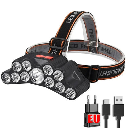 Heinast LED Headlamp – 5/11 LED, USB Rechargeable, Waterproof & High Brightness