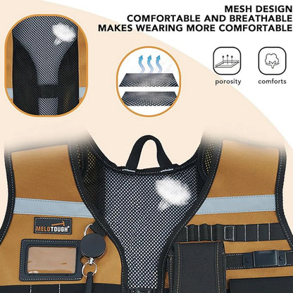 MELOTOUGH Tool Vest – Adjustable Safety Vest with Phone Holder