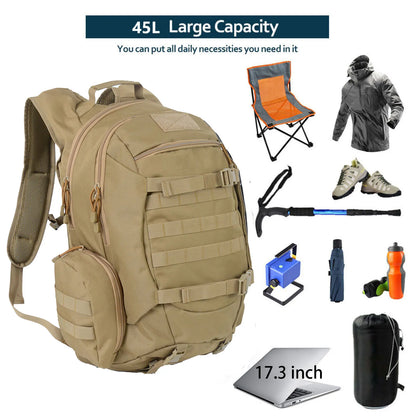45L Waterproof Tactical Outdoor Backpack – Fishing, Hunting & Hiking Gear Bag