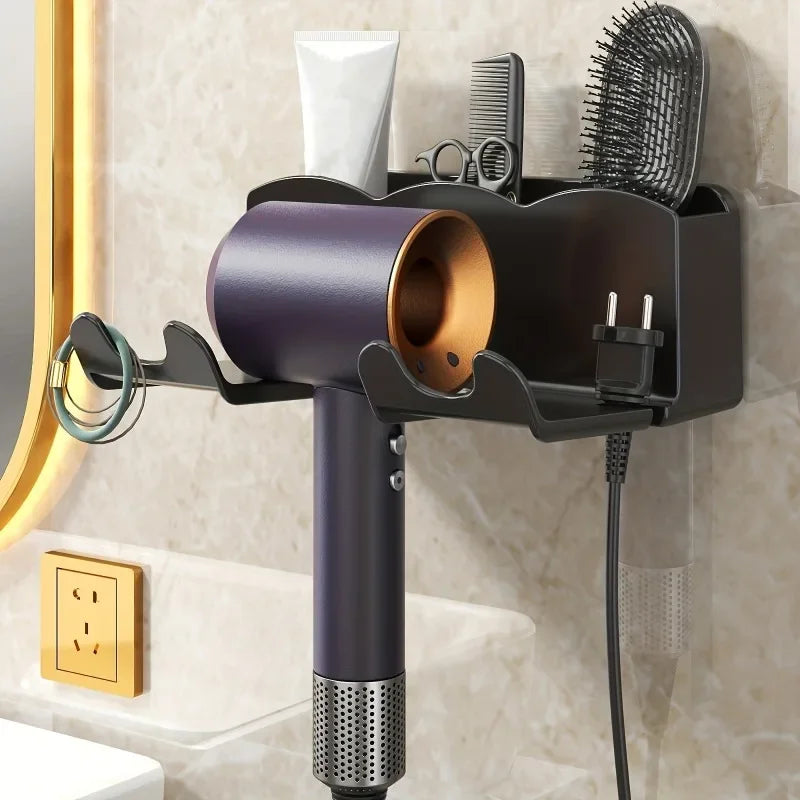 Wall-Mounted Hair Dryer Rack with Easy Installation