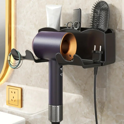 Wall-Mounted Hair Dryer Rack with Easy Installation