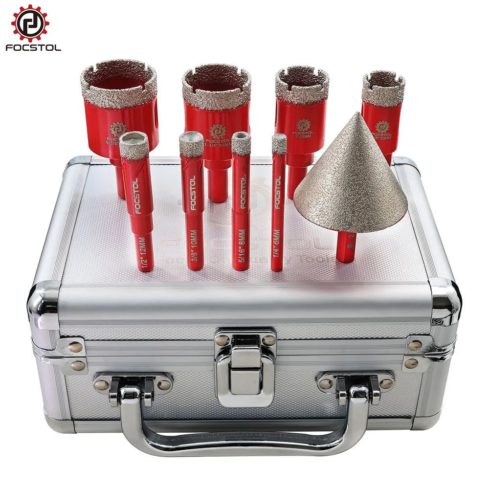 FOCSTOL Diamond Hole Saw Set – 9-Piece for Tile, Granite & Marble