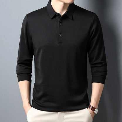 Men’s Long Sleeve Business-Casual Polo – Lightweight Summer Top