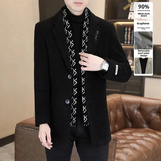 Men’s Thick Wool Overcoat – Stylish Lapel Winter Jacket