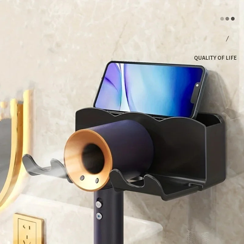 Wall-Mounted Hair Dryer Rack with Easy Installation