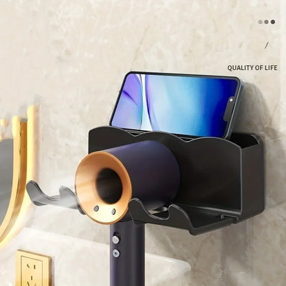 Wall-Mounted Hair Dryer Rack with Easy Installation