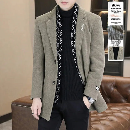 Men’s Thick Wool Overcoat – Stylish Lapel Winter Jacket