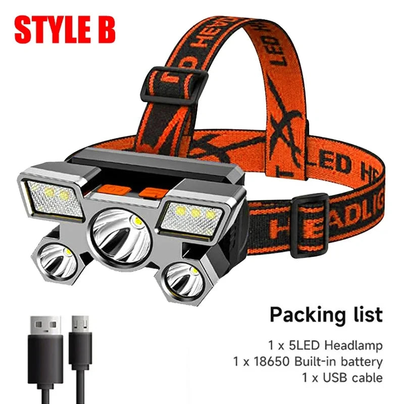 Heinast LED Headlamp – 5/11 LED, USB Rechargeable, Waterproof & High Brightness