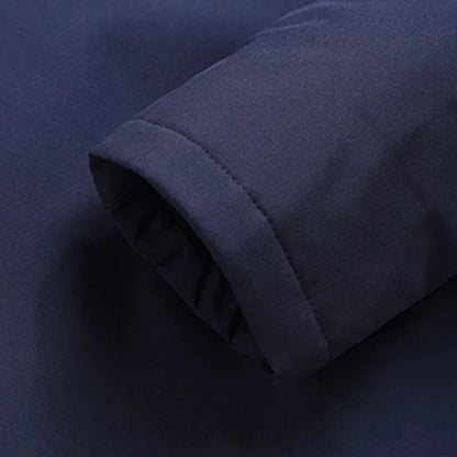 Men’s Autumn/Winter Thickened Lapel Overcoat – Windproof Long-Sleeve Coat